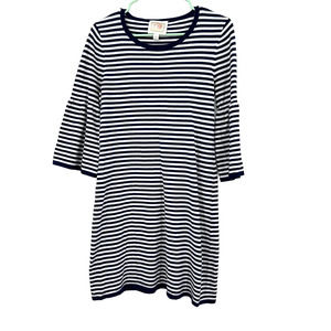 Sail‎ to Sable size Medium blue white striped bell sleeve dress cotton blend